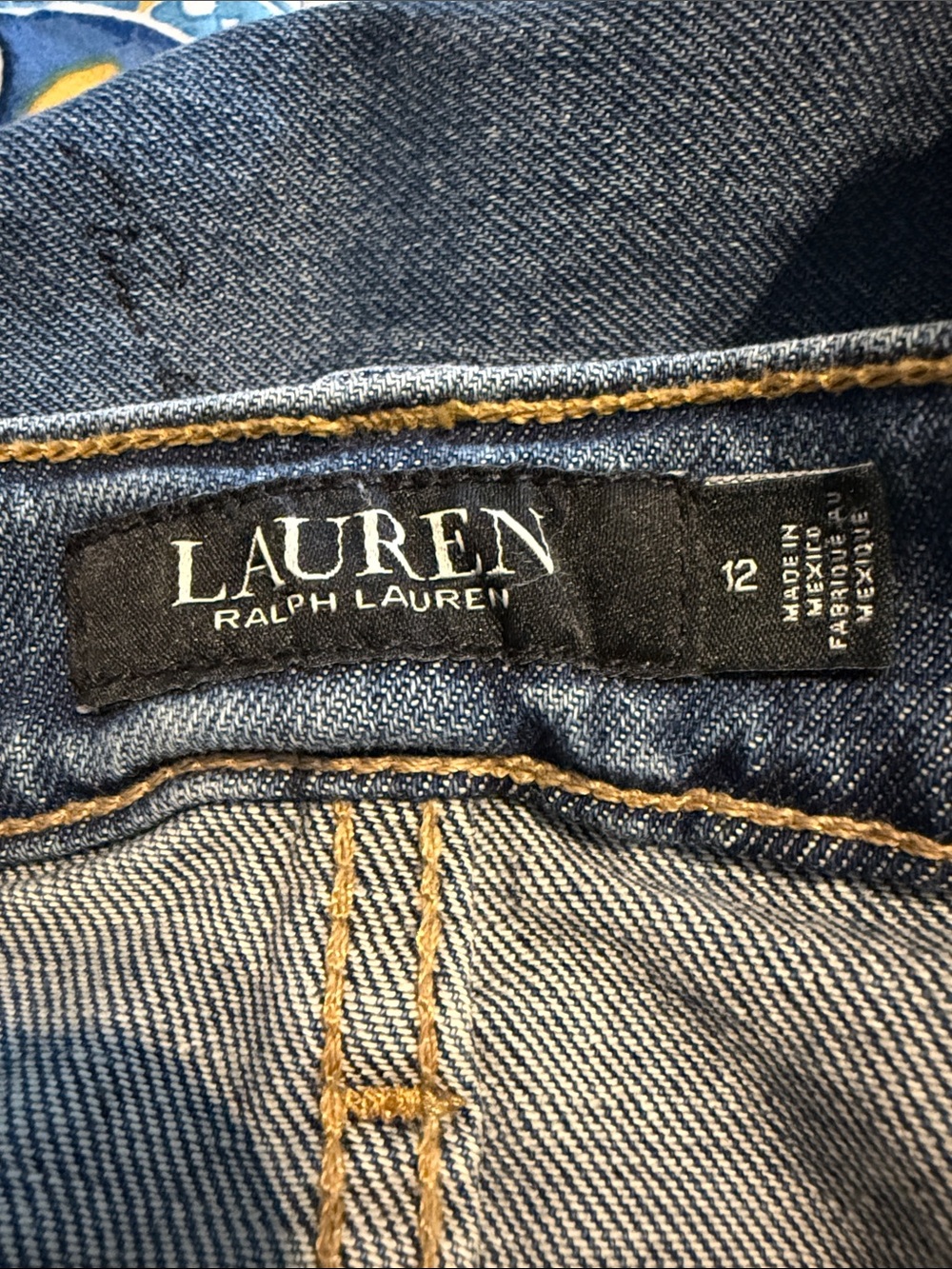 Lauren Ralph Lauren Women's Blue Patchwork Boot Cut Jeans Size 12 - Picture 5 of 7
